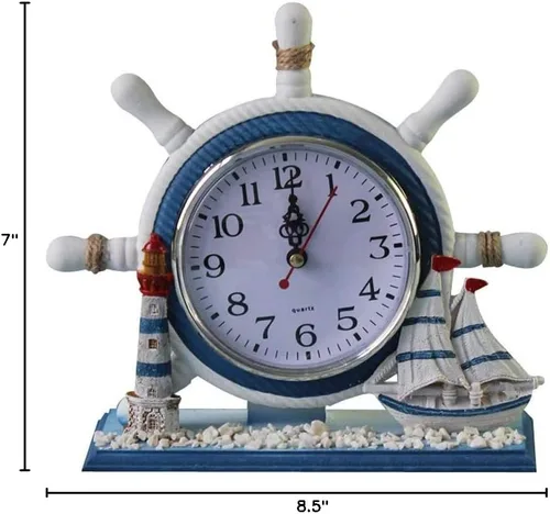 Miniatura 2 de Reloj de pared de rueda decoración náutico ancla barco volante volante reloj mesa decoración - barco