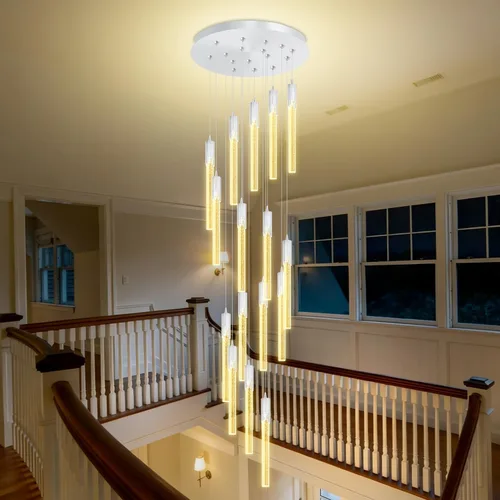 Miniatura 27 de Flashing God Luces colgantes negras modernas LED para isla de cocina, mini luz colgante de cristal con luz LED regulable de cristal de burbujas