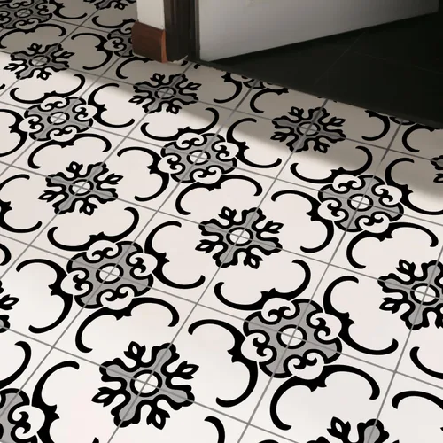 Miniatura 3 de Alwayspon Azulejos de vinilo para despegar y pegar, blanco y negro, 12 unidades x 7.9 in, impermeable, extraíble, antideslizante, tablones de vinilo