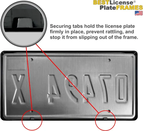 Miniatura 4 de Elegance - Marco para placa de automóvil y automóvil con tapa delgada y 2 agujeros, grabado con láser, tamaño estándar (6 x 12 pulgadas) con diseño