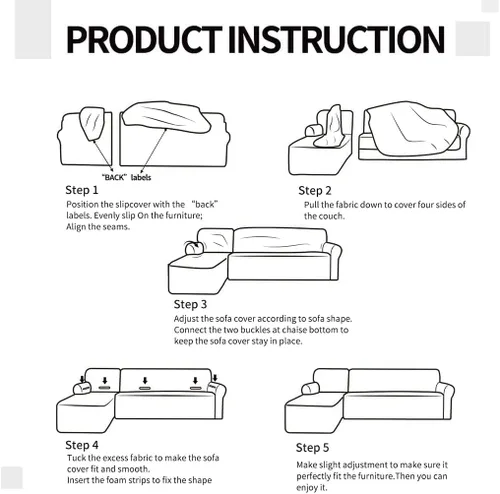 Miniatura 6 de Fundas para sofá modular, 2 fundas de sofá en forma de L con fundas de almohada, fundas elásticas de terciopelo para sofá de 3 + 3 plazas, fundas