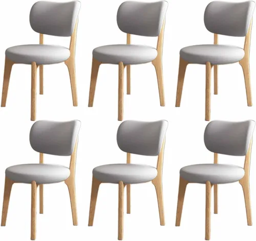 Miniatura 19 de Juego de sillas de comedor de madera modernas con respaldo curvado, sillas de cocina tapizadas con marco de madera, sillas laterales sin brazos