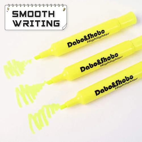 Miniatura 2 de Dabo&Shobo Resaltador amarillo, paquete de 24 unidades, color brillante, punta de cincel, para adultos, resaltado en la oficina escolar en casa