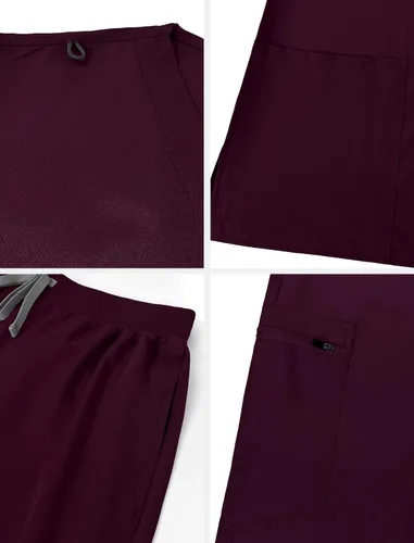 Miniatura 5 de niaahinn Conjunto de ropa quirúrgica clásica con cuello en V y pantalón deportivo de yoga, uniforme médico de enfermería