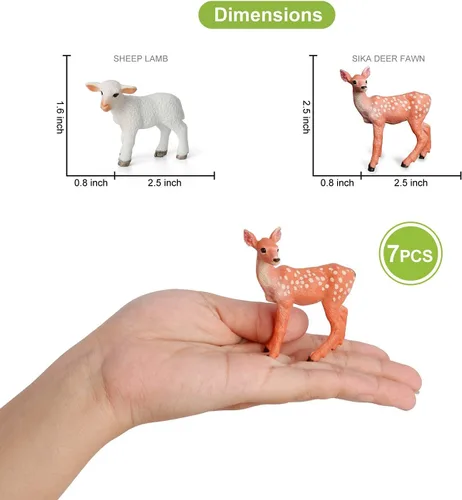 Miniatura 5 de Volnau Juguetes de lobo figuras de animales, 7 piezas, paquete de figuras de zoológico para niños pequeños, decoración de Navidad, regalo preescolar