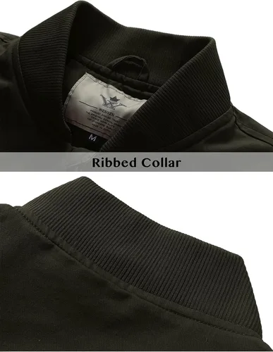 Miniatura 4 de WenVen Chaqueta bomber de algodón ligero para hombre, rompevientos militar casual