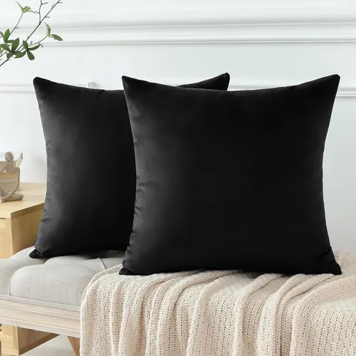 Miniatura 8 de OTOSTAR Juego de 2 fundas de almohada decorativas de terciopelo suave de 24 x 24 pulgadas, fundas de cojín cuadradas sólidas para decoración