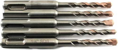 TMAX Juego de 5 brocas de martillo giratorio SDS Plus (1/4 x 2 x 4 pulgadas) con punta de carburo para perforar hormigón, cemento, piedra, ladrillo,