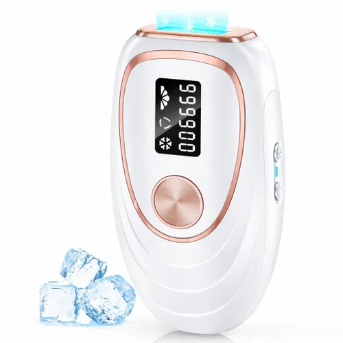 Dispositivo de depilación láser IPL para mujeres y hombres - Contacto de enfriamiento por hielo de 45°F para el hogar para resultados indoloros y