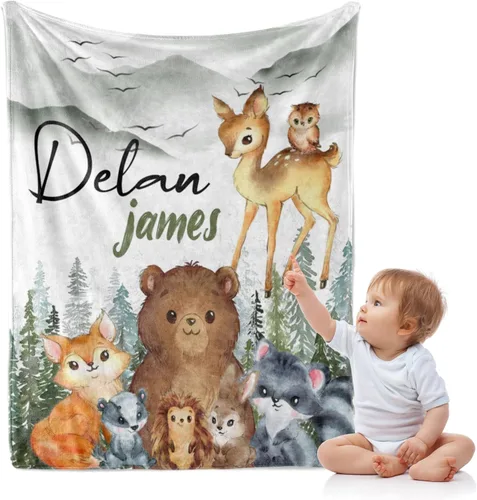 Miniatura 15 de J&SBGFT Manta de bebé personalizada para niños, personalizada con nombre, manta de recepción para niños pequeños, niños, cuna, cochecito, decoración