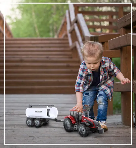 Miniatura 5 de Mozlly Juego de juguete de remolque de tractor de granja alimentado por fricción, juguetes de remolque de 16 pulgadas para niños y niñas, tanque