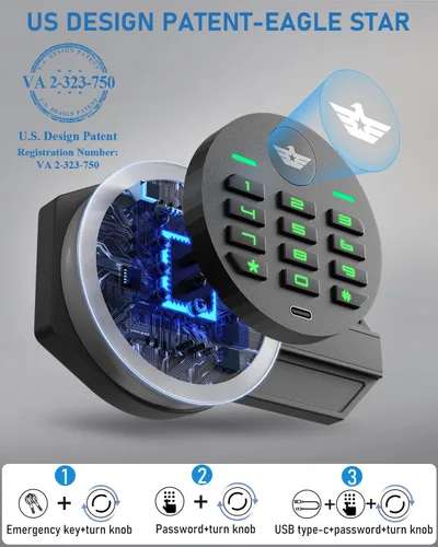 Miniatura 2 de 6.0 Pies Cúbicos Caja de Seguridad para el Hogar Extra Grande Caja de Seguridad Ignífuga e Impermeable, Caja de Seguridad Digital para el Hogar