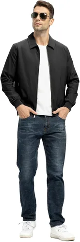 Miniatura 6 de TBMPOY Chaquetas ligeras para hombre, estilo casual, rompevientos, para hombre, chaqueta ligera de pista, cuello de tendido, abrigos de golf de otoño