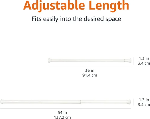 Miniatura 4 de Amazon Basics Barra de cortina de tensión, 36-54 pulgadas de longitud ajustable, acabado clásico, blanco