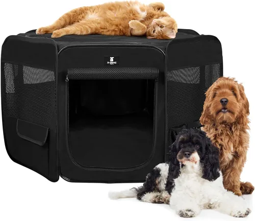 Miniatura 8 de X-ZONE PET jaula plegable portátil para mascotas, perros, gatos, corralito, de tela oxford 600D prémium, cremallera superior extraíble, uso en Azul