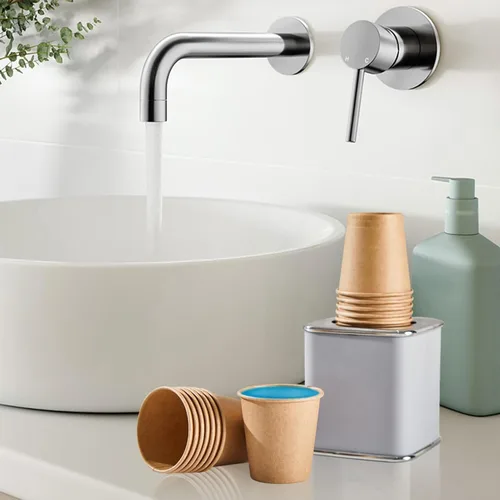 Miniatura 5 de SIUQ Paquete de 400 vasos de papel kraft de 5 onzas, vasos de baño desechables, mini vasos para enjuague bucal, vasos para bebidas calientes/frías