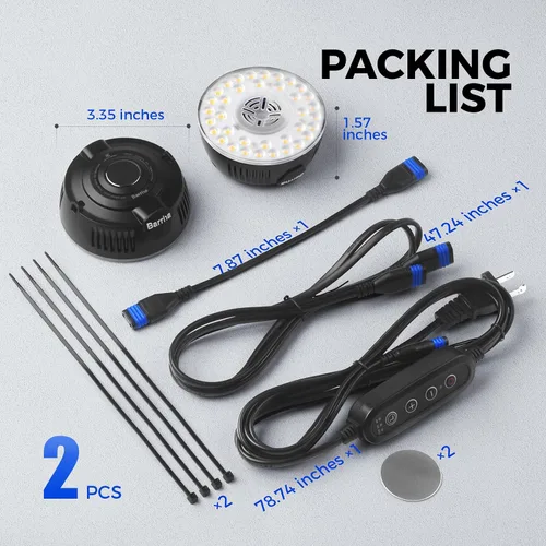 Miniatura 9 de Barrina Orbgrow OG09 Luz de Crecimiento Puck, 5000K 18W (2 x 9W, Equivalente a 270 Vatios), Luz de Espectro Completo para Plantas