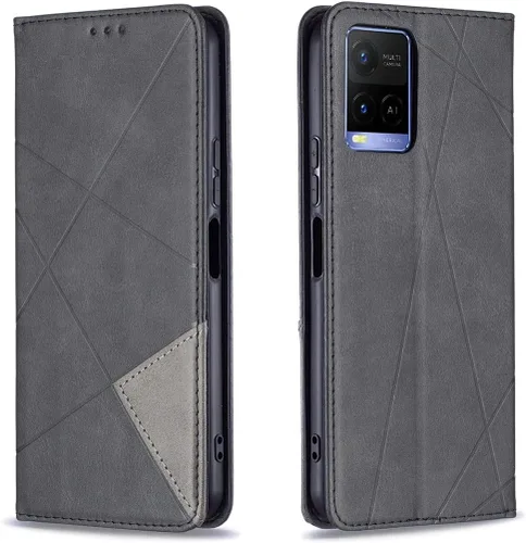 Miniatura 30 de Funda con tapa para Vivo Y11, Y15, Y12 e Y17, diseño de rombos de piel sintética, con función atril, cierre magnético, para Vivo Y11/Y15/Y12/Y17