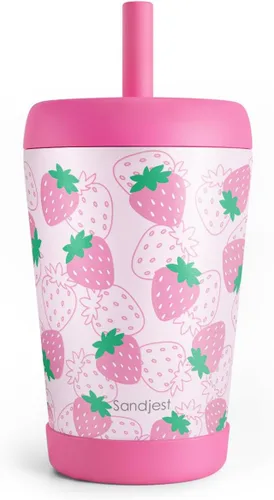 Miniatura 6 de Vaso de acero inoxidable aislado para niños con popote de silicona, taza para sorber de 12 onzas para niños (alfabeto)