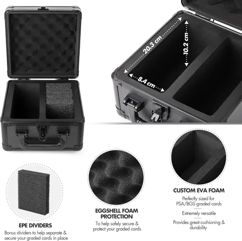Miniatura 4 de FunGuys Caja de Almacenamiento de Tarjetas Graduadas, Estuche de Tarjetas Coleccionables para Tarjetas Pokémon Graduadas PSA, Cajas de Negro y negro