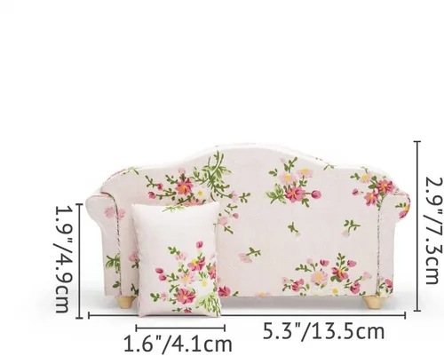 Miniatura 4 de Odoria 1/12 Sofá sillón miniatura para casa de muñecas, accesorios de muebles, rosa