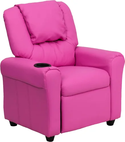 Miniatura 15 de Flash Furniture - Sillón reclinable contemporáneo para niños, color beige vinilo con base para vasos y reposacabezas