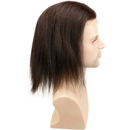 Miniatura 2 de Tupé de cabello humano de 12 pulgadas de largo para hombres, sistema de reemplazo de cabello de 10 x 8 pulgadas, extensiones de cabello para hombre