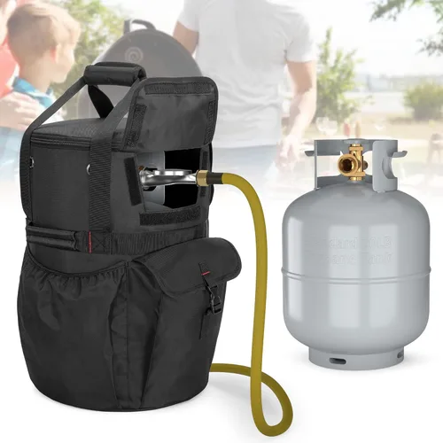 Miniatura 6 de SAMDEW Bolsa de tanque de propano para exteriores de 20 libras, cubierta portátil para tanque de gas propano con función de mesa, 2 bolsillos y asas