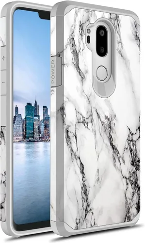 Miniatura 6 de Rosebono - Funda para LG G7 Thinq, delgada híbrida de doble capa a prueba de golpes, cubierta dura gráfica de moda, linda funda de silicona colorida