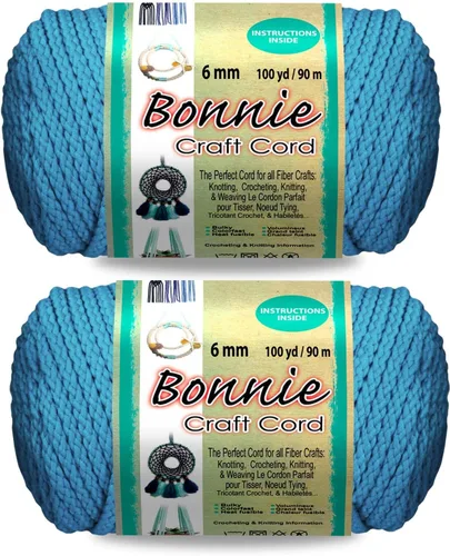 Miniatura 30 de Pepperell Bonnie Cordón de macramé trenzado 6mm x 100 yardas Rojo (Paquete de 2 valores) Cordón de polipropileno trenzado para manualidades DIY