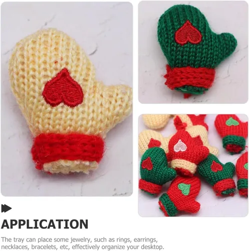 Miniatura 4 de EXCEART Mini guantes de punto de Navidad, 16 unidades, guantes de Papá Noel, para hacer muñecas, decoración para botellas de vino, sombrero
