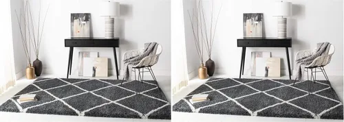 Miniatura 100 de SAFAVIEH - Alfombra de la colección Hudson Shag, diseño de enrejado moderno, no desprende pelusa y fácil de cuidar, 2 pulgadas de grosor, ideal