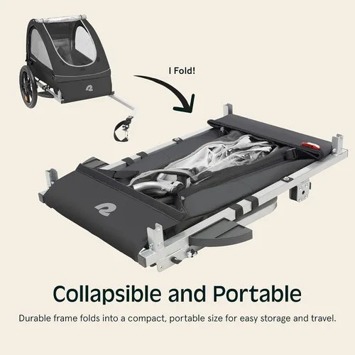 Miniatura 5 de Retrospec Rover - Remolque para bicicleta para niños, individual y doble pasajero, plegable