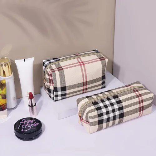 Miniatura 9 de MAANGE Bolsa de maquillaje pequeña de 2 piezas, Caqui