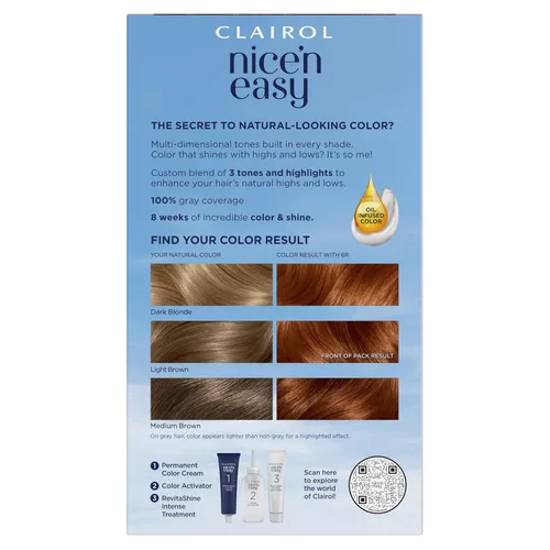 Miniatura 2 de Clairol Nice'n Easy Tinte Permanente para el Cabello, 6R Color de Cabello Castaño Rojizo Claro, Paquete de 3 6R Caoba Light