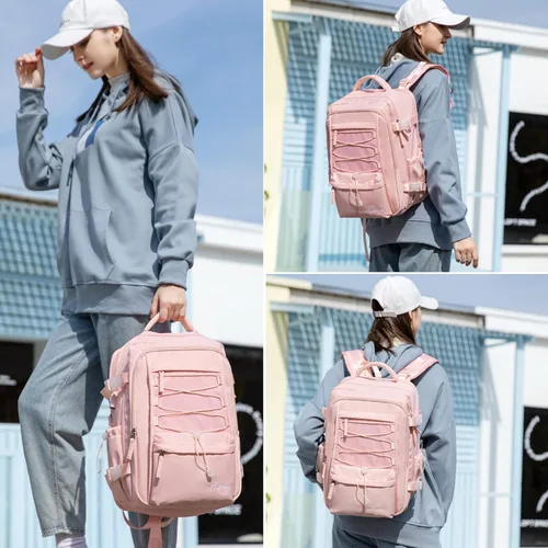 Miniatura 6 de AO ALI VICTORY Mochila de viaje para mujeres y hombres de 15.6 pulgadas para laptop, mochila de transporte, mochila grande para universidad, Rosa