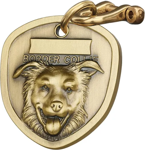 Etiquetas para perro personalizadas de cobre puro vintage, patrón de mascotas en relieve tridimensional, etiquetas personalizadas para mascotas