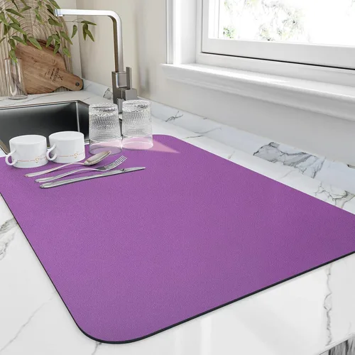 Miniatura 11 de HotLive Tapete de secado de platos para encimera de cocina, tapetes de drenaje resistentes al calor con respaldo de goma antideslizante, tapete