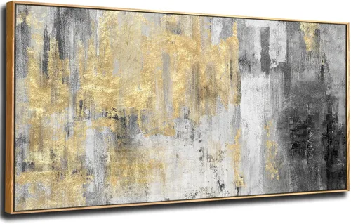 Miniatura 14 de YJYart Arte de pared de lienzo rosa para decoración de sala de estar, 24 x 48 pulgadas, arte abstracto de pared blanco, lienzo blanco, decoración
