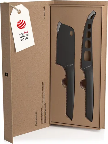 LARS NYSØM Juego de cuchillos de queso Edge 2 uds. Juego de cuchillos de queso I de acero inoxidable I Caja de regalo premium I Perfecto como regalo