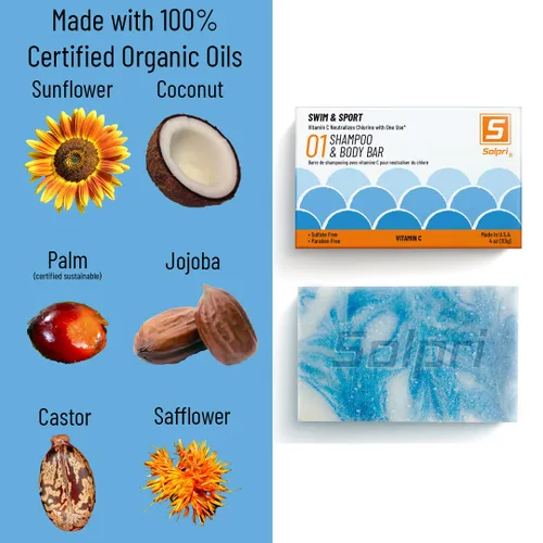 Miniatura 5 de Barra de jabón de champú de natación para cabello y cuerpo sin perfume con vitamina C para eliminar el cloro, 4 onzas