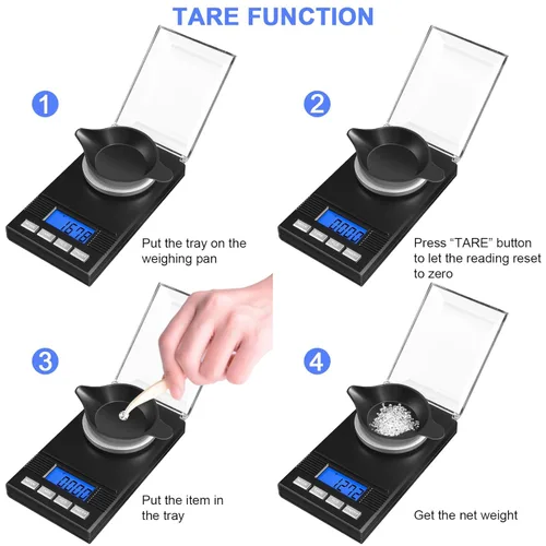 Miniatura 4 de Fuzion Balanza de miligramo 50g/0.001g, balanza portátil de joyería con precisión de 0.001 gramo, balanza de mg, balanza de polvo, balanza de Negro