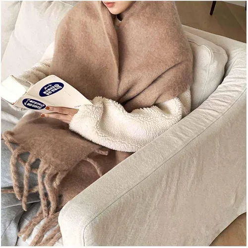 Miniatura 73 de Bufanda grande y gruesa de gran tamaño, esponjosas, de lana grande, gruesa, cálida para invierno