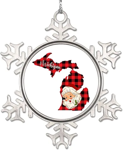 Miniatura 10 de Montana - Adornos de copo de nieve de búfalo, mapa a cuadros, lindo Papá Noel, adornos de Navidad personalizados 2022, decoración de Navidad