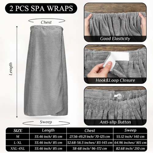Miniatura 8 de Tigeen 2 toallas para mujer, bata de spa ligera a rayas con cierre ajustable, parte superior elástica, bata de baño suave para spa
