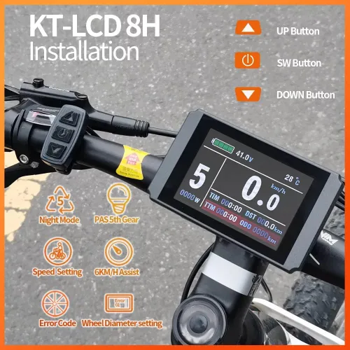 Miniatura 5 de Bicicleta eléctrica 24/36/48V inteligente KT-LCD8H pantalla colorida con enchufe USB E-Bike LCD Panel de control impermeable Accesorios de enchufe