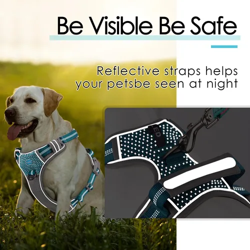 Miniatura 7 de ThinkPet Arnés deportivo transpirable, antitirones para perro, con asa, arnés reflectante y ajustable para perros medianos o grandes, clip trasero