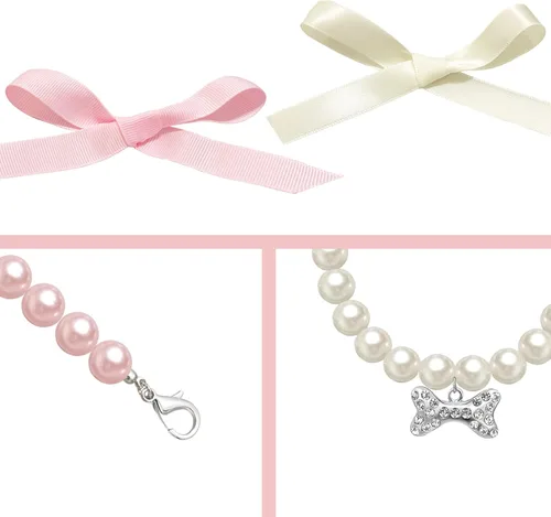 Miniatura 3 de Collar de perlas de perro y gato con hueso de diamantes de imitación, joyería de collar de boda para niñas, gatos, cachorros, accesorios