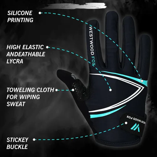 Miniatura 6 de WESTWOOD FOX Guantes de ciclismo de dedo completo, acolchados, antideslizantes para pantalla táctil, guantes de bicicleta de montaña que absorben