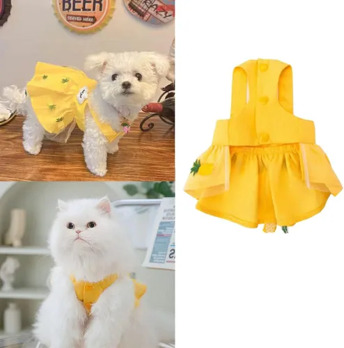 Miniatura 3 de Anelekor - Vestidos de princesa para cachorros, ropa para perro, ropa de verano para perritos, preciosa falda de encaje sin mangas de piña